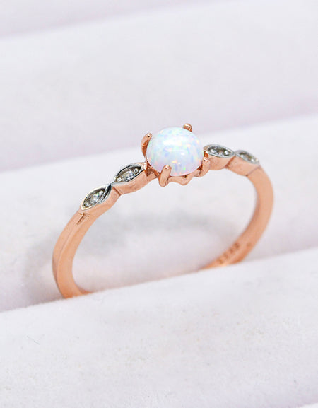 Opal Contrast Platinum-Plated Ring