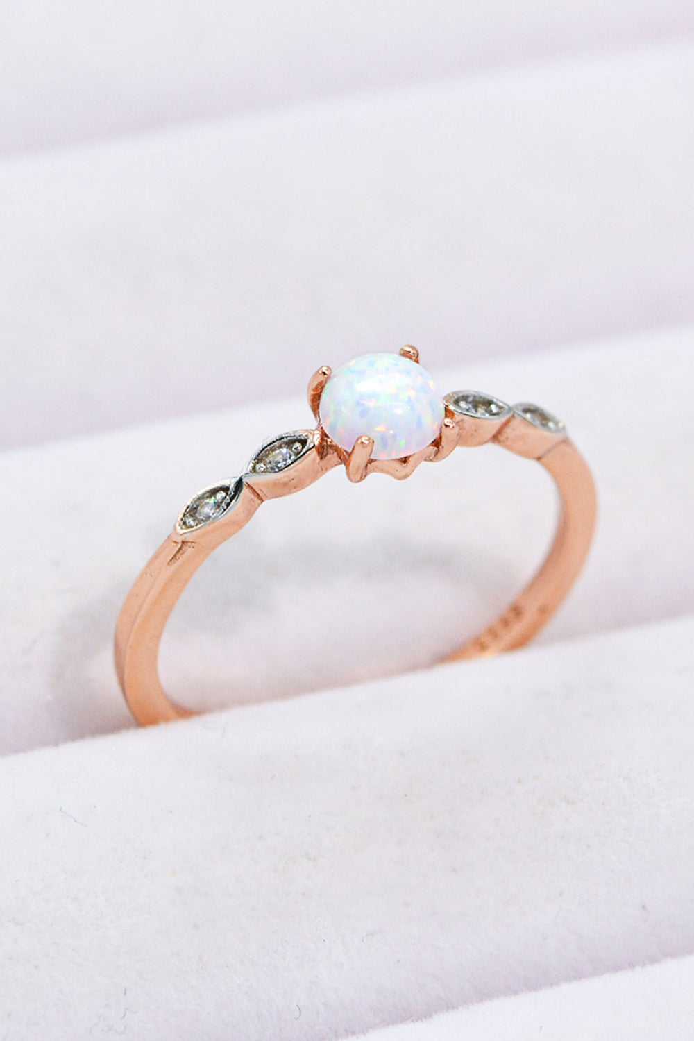 Opal Contrast Platinum-Plated Ring