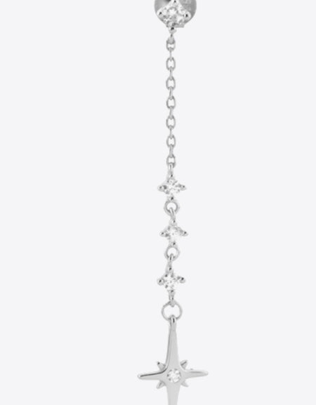 Inlaid Zircon 925 Sterling Silver Single Chain Earring