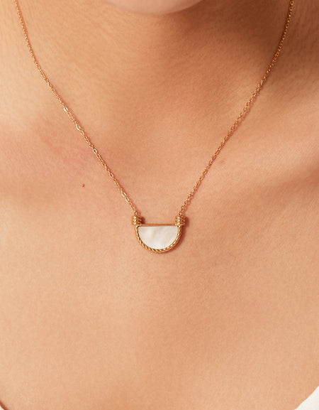 Stainless Steel Semi Circle Pendant Necklace