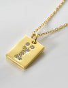 Inlaid Zircon Rectangle Pendant Necklace