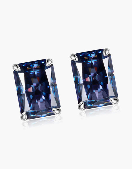 2 Carat Rectangle Moissanite 4-Prong Stud Earrings