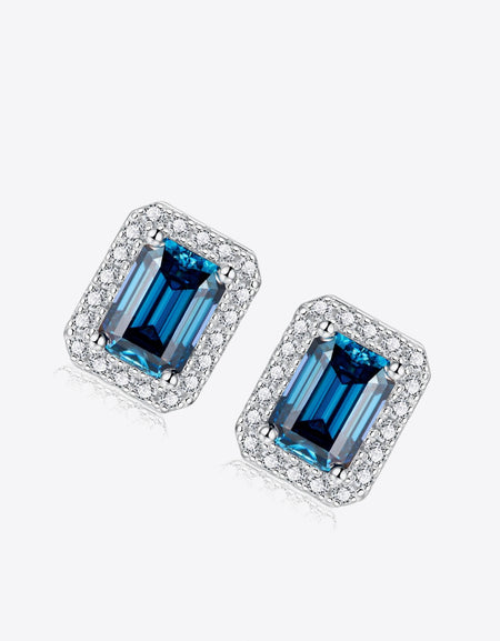 2 Carat Moissanite Stud Earrings in Indigo