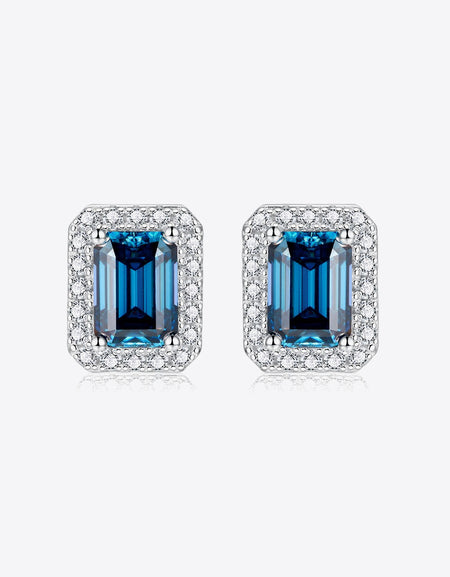 2 Carat Moissanite Stud Earrings in Indigo