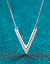 Sterling Silver V Letter Pendant Necklace