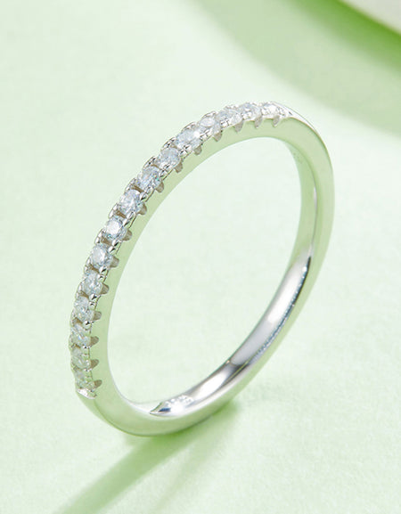 Moissanite Platinum-Plated Half-Eternity Ring