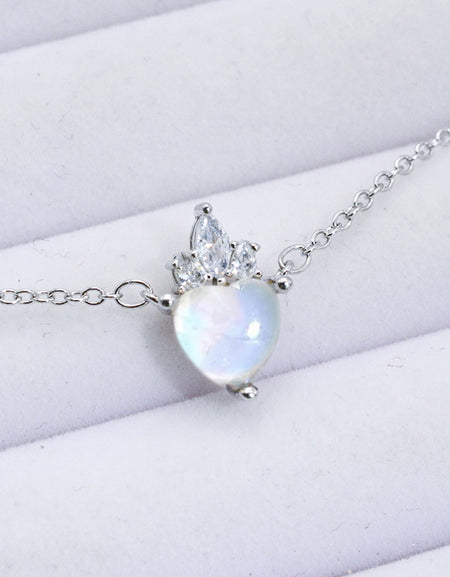 925 Sterling Silver Moonstone Heart Pendant Necklace