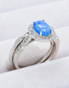 2-Piece 925 Sterling Silver Opal Ring Set