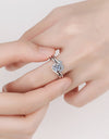 Moissanite Rhodium-Plated Two-Piece Ring Set