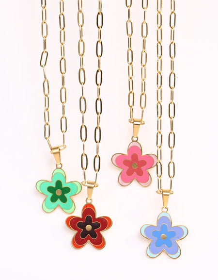 Flower Pendant Stainless Steel Necklace