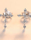 Zircon Cross 925 Sterling Silver Earrings