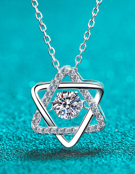 Moissanite Rhodium-Plated Chain-Link Necklace