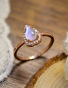 Moonstone Teardrop 925 Sterling Silver Halo Ring