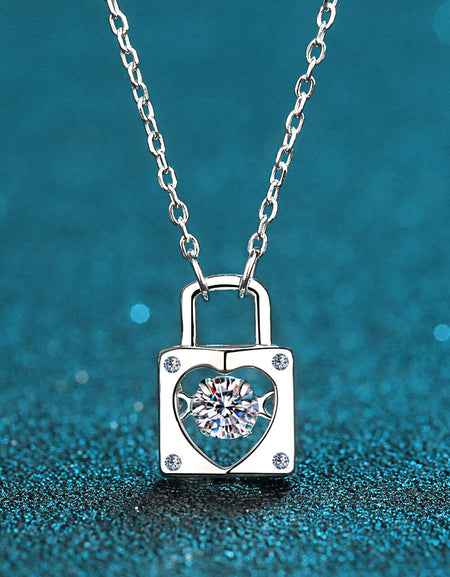 Moissanite Lock Pendant Necklace