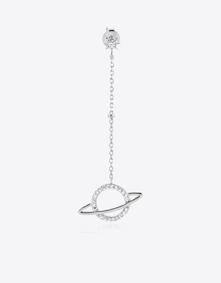 925 Sterling Silver Zircon Planet Single Earring