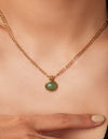 Inlaid Stone Round Pendant Chain Necklace