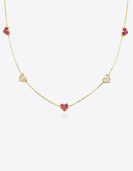 Inlaid Zircon Heart Necklace