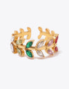 Zircon 18K Gold-Plated Leaf Open Ring