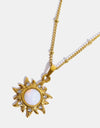 Opal Sun Pendant Stainless Steel Necklace