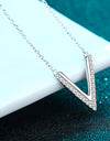 Sterling Silver V Letter Pendant Necklace