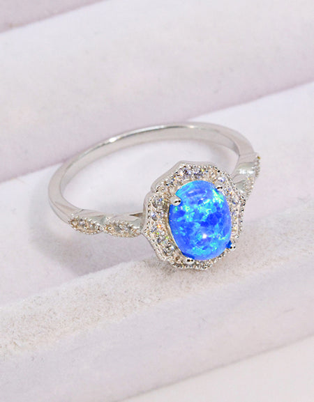 Opal and Zircon 925 Sterling Silver Ring