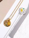 Inlaid Multicolored Zircon Round Pendant Copper Necklace