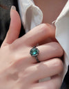 925 Sterling Silver Paraiba Blue Zircon 4-Prong Ring