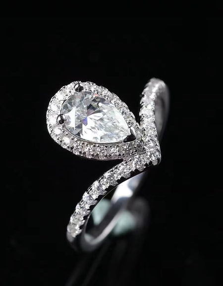 2 Carat Moissanite Teardrop Ring