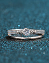 Moissanite Cutout Rhodium-Plated Ring