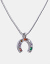 Inlaid Zircon Pendant Stainless Steel Necklace