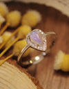 Moonstone Teardrop 925 Sterling Silver Halo Ring