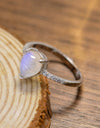 High Quality Natural Moonstone Teardrop Side Stone Ring