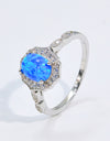 Opal and Zircon 925 Sterling Silver Ring