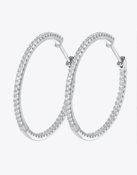 Inlaid Moissanite 925 Sterling Silver Hoop Earrings