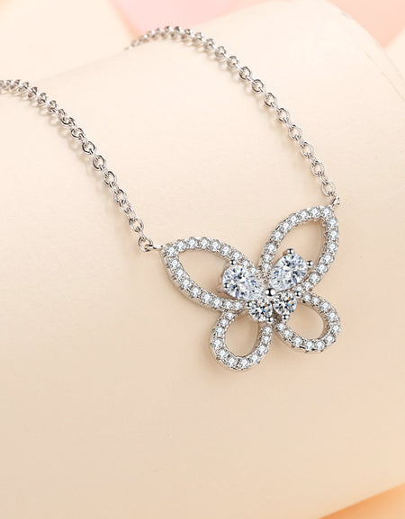 Moissanite Butterfly Pendant Necklace