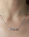 Inlaid Cubic Zirconia Bar Pendant Necklace