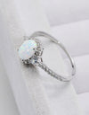 925 Sterling Silver Platinum-Plated Opal Ring