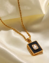 Square Pendant Twisted Chain Necklace