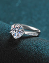 3 Carat Moissanite Rhodium-Plated Side Stone Ring