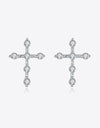 Zircon Cross 925 Sterling Silver Earrings