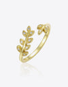 Inlaid Zircon Leaf-Shaped Open Ring