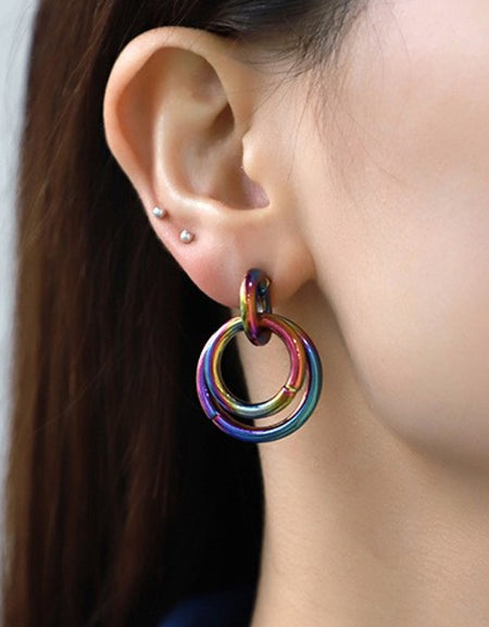 Multicolored Double Hoop Earrings