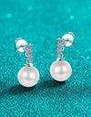 Moissanite Pearl Drop Earrings