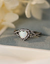 Opal Heart Black Gold-Plated Ring