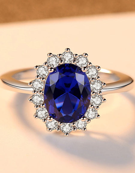 Synthetic Sapphire 925 Sterling Silver Ring