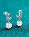 Moissanite Pearl Drop Earrings