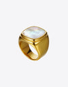 Stainless Steel 18K Gold-Plated Inlaid Shell Ring