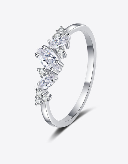 Moissanite Rhodium-Plated Ring