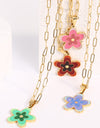 Flower Pendant Stainless Steel Necklace