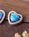 925 Sterling Silver Opal Heart Stud Earrings